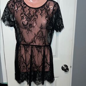Elegant Black Lace Sheer Top